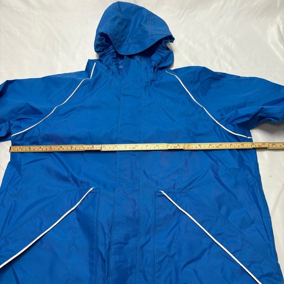 MEC Heritage Blue Reflective Rain Jacket Durable Thick Nylon Child 16 Youth Boys - Picture 7 of 9